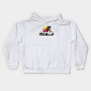 White 280z Sunset Palms Kids Hoodie